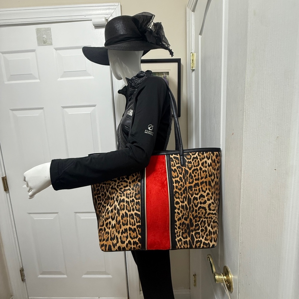 Chico’s Leopard Print Tote Bag with Red Accent I. Excellent  conditions - Picture 8 of 15